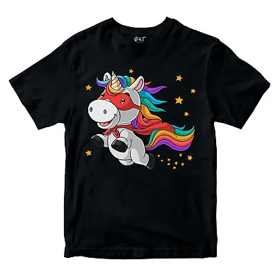 Unicorn Girls T-shirt Magical Cute Rainbow Flying SuperHero Children Top Tee • £7.59
