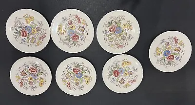 Hand Painted Vernon Kilns May Flower Small Bread Plate Set Of 7 • $40