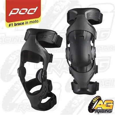 POD K4 2.0 Knee Braces Kids Black Graphite Pair Guards MX Motocross Enduro Quad • $341.01