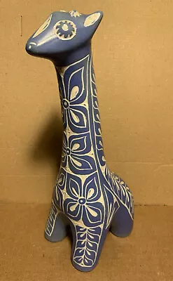 Vintage Pablo Zabal Giraffe Figurine Signed 10“ Tall Blue & White • $127.50