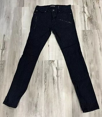 XXX Rude Jeans Super Skinny Stripe Black Denim Stretch In Men's Size 30x32 • $29.99