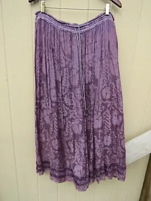 Kaush Collections Embroidered Bells Purple Maxi Skirt Women OS Boho Hippie • £24.70