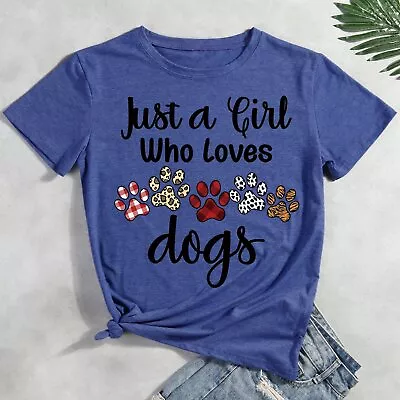 $16.93 • Buy Just A Girl Who Loves Dogs T Shirt Tee-Retro Blue-XXXL