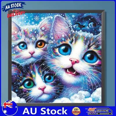 AU 5D DIY Full Round Drill Diamond Painting Three Cats Kit Home Decoration 30x30 • $9.19