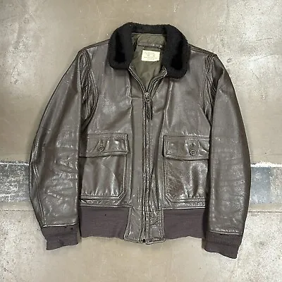 Vintage Imperial Leather Jacket Adult 40 Brown USN G1 Flight Flyers Bomber Mens • $149.99