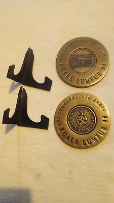 Vintage Jesselton Solid Brass Commonwealth Games 98 Malaysia Airline Coasters  • £21