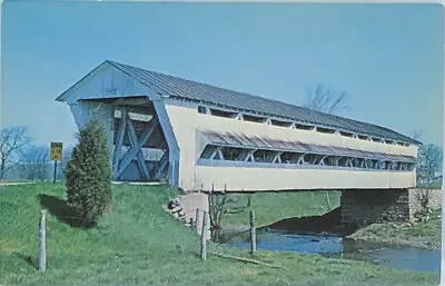 Postcard OH Milford Center Covered Bridge Spanning Little Derby Creek￼ 46 • $6.99