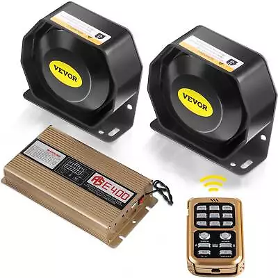 VEVOR 400W 8 Sound Loud Car Warning Alarm Police Fire Horn PA Speaker MIC System • £62.99