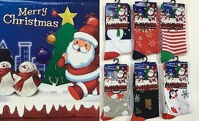 £6.49 • Buy 6 Pairs Xmas Christmas Santa Snow Man Children's Kids Socks All Sizes School