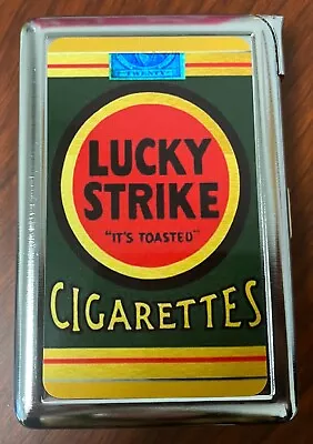 Lucky Strike Pack Vintage Ad Cigarette Case With Lighter ID Holder Wallet • $19.95