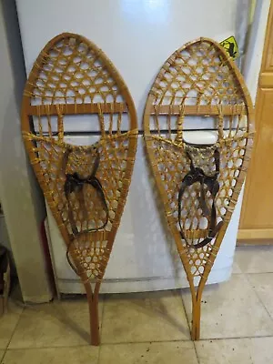 Vintage Wooden Snowshoes Size   40`` Long By  14`` Wide  Nice   (3812 • $59.99