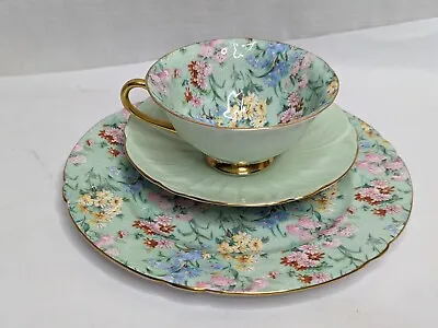 £271.94 • Buy SHELLEY MELODY (Oleander) Chintz Trio: Cup, Saucer, 8  Plate (Mint, Gold Trim)