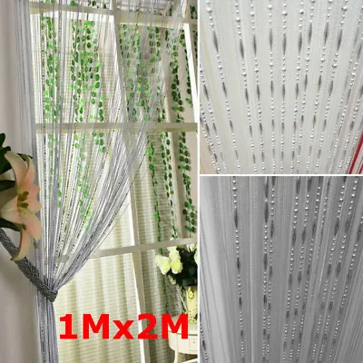 1Mx2M Dew Drop Chain Bead Curtain String Door Room Divider Fly Bug Screen Tassel • £7.89