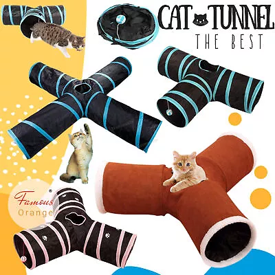 Cat Tunnel Pet Tube Collapsible Indoor Play Toy Kitten Puppy Exercising Training • $15.99