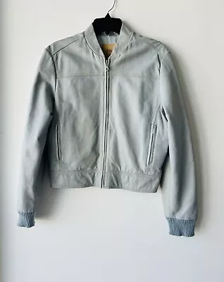 MNG Blue Genuine Leather Jacket Worn Effect Size Large • $39.99