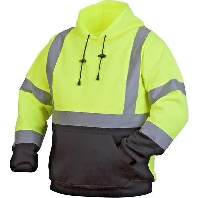 High Visibility Ansi Reflective Hooded Pullover Safety Fleece Sweatshirt Hoodie • $30.75