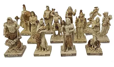 12 Pc 3.5  Greek Olympian Gods Mythology Figurine Statue Set Antique White Color • $90