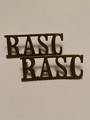 Pair Of British Royal Army Service Corps (RASC) Brass / Metal Shoulder Titles • £1.99