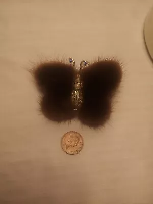 Lovely Brown Mink Fur Vintage Butterfly Brooch 1950s To 1960s • £26