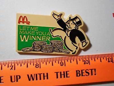 3  McDonalds Pin Back Button Monopoly Let Me Make You A Winner Name Badge • $2