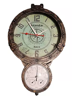 Mistral Meteorology Nautical Wall Clock With Weather Station Steampunk Decor  • $55