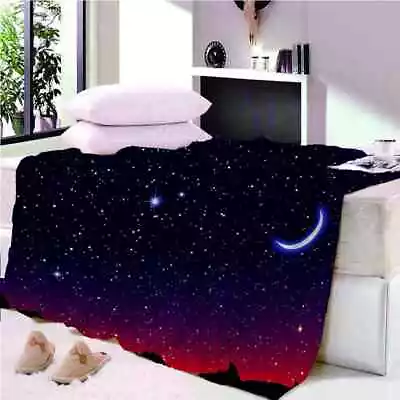 Moon Component Cordiality Sky 3D Warm Plush Fleece Blanket Picnic Sofa Couch • $56.42