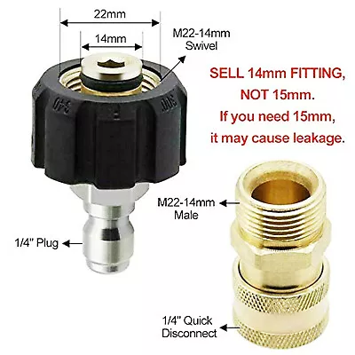 Pressure Washer Hose Connector Adapter Set Quick Connect M22 To 1/4  Gun To Wand • $11.45