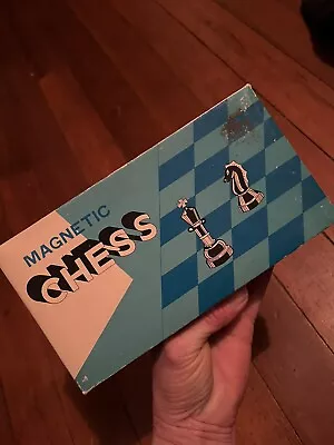 Magnetic Chess Vintage Travel Chess Set (1970s) (8” X 7.5”) • $35