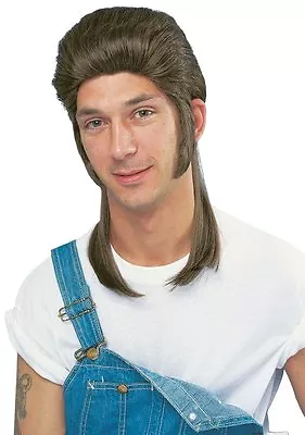 $21.95 • Buy 1980s 80's Adult Men Male Brown Mullet Costume Wig Trailer Park Joe Dirt Redneck