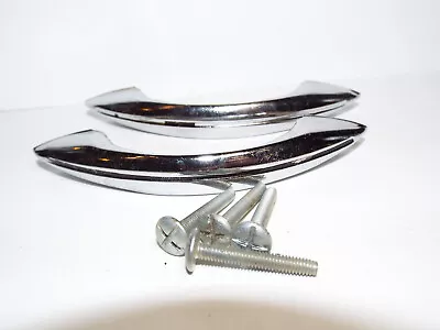 Lot 2 NOS Vintage Drawer Pull Handle Chrome Black Stripe 4 1/2  Cabinet Hoosier • $5