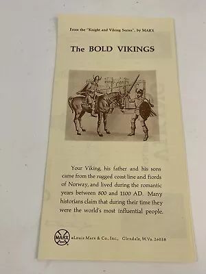 Vintage Original Marx  The Viking  Figures Mint Instruction  Sheet • $24.95