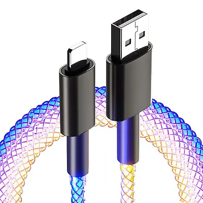 £6.95 • Buy RGB LED Light USB Data Charger Cable For IPhone 14 13 12 11 Pro Max SE X XR 8 7