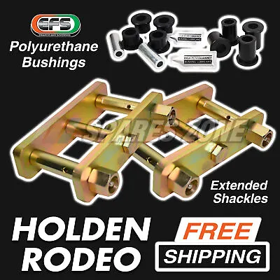 Extended Greasable Shackles + EFS Poly Bushings Kit For Holden Rodeo 83-03 • $259.95