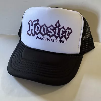 Vintage Hoosier Tires Hat NASCAR Trucker Hat Snapback Black Mesh Cap • $18.90