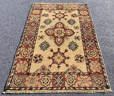 Authentic Hand Knotted Afghan Kazak Wool Area Rug 3.1 X 2.1 Ft (2062 HM) • £72.32