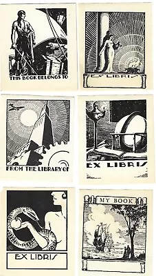 Vintage GVZ Zardi 1920 Book Plate Art Deco Library Stickers - EX Libris • $5