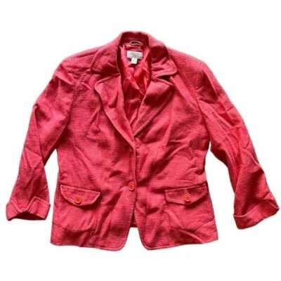 $15.75 • Buy Vintage Talbots Womens Coral Tweed Knit Blazer Jacket Italian Fabric Size 16W