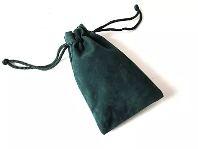 Green Thick Velvet-Drawstring Pouch-Gifts-Beads Jewellery-13cmx8cm-FASTDISPATCH- • £3.40