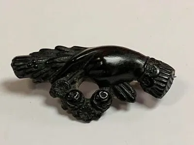 French Victorian Vulcanite Mourning Brooch • $80.92
