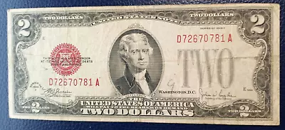 1928 F $2 United States Note - Red Seal - Legal Tender Note Two Dollar Bank Bill • $15.99