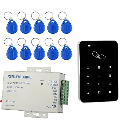 RFID Access Reader Password Touchpad Keychain FOB 12V Power Supply Door Control • £35.26