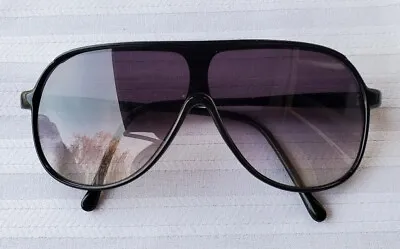 Great Vintage Italian Ski Style Black Plastic Sunglasses Gradient Purple Lens • $34.95