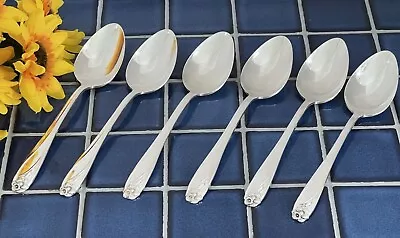 6 International Silverplate 1847 Rogers Bros DAFFODIL Place Oval Soup Spoon 1950 • $25.95