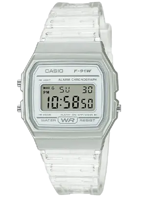 Casio F91WS-7   7 Year Battery Chronograph Watch Clear Silicone Strap Alarm • $24.33