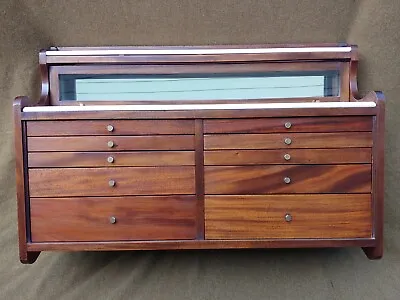 Antique Mahogany Dental / Jewelry Cabinet W Milk Glass Top Wall Hanging L@@K! • $575