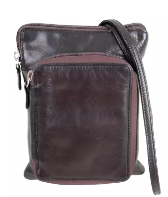 Osqoode Marley BROWN LEATHER MULTI COMPARTMENTS SHOULDER BAG X-BODY MESSENGER • $34.99
