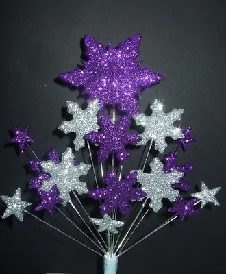 £11.99 • Buy FROZEN SNOWFLAKES CAKE TOPPER DECORATION PURPLE & SILVER - Handmade To Order