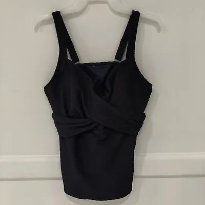 Lands' End Womens Wrap Underwire Tankini Top Bust Support 14 Tall $60 8B207 • $25.49