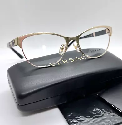 VERSACE 1233-Q 1339 Women Eyeglasses 53-17-140 Gold/ Black 100% Authentic • $82.68