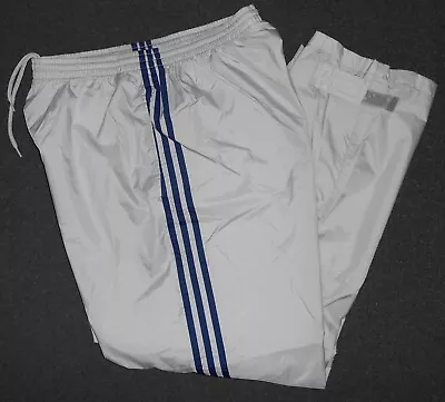 Adidas Nylon Wind Track Athletic Warm Up Pants XL White Windbreaker Swishy Shiny • $36